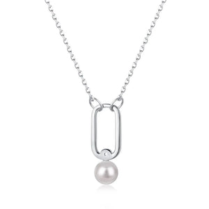 S925 Pearl Pendant Necklace with Clawbone Chain
