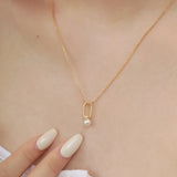 S925 Pearl Pendant Necklace with Clawbone Chain