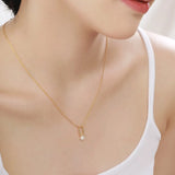 S925 Pearl Pendant Necklace with Clawbone Chain