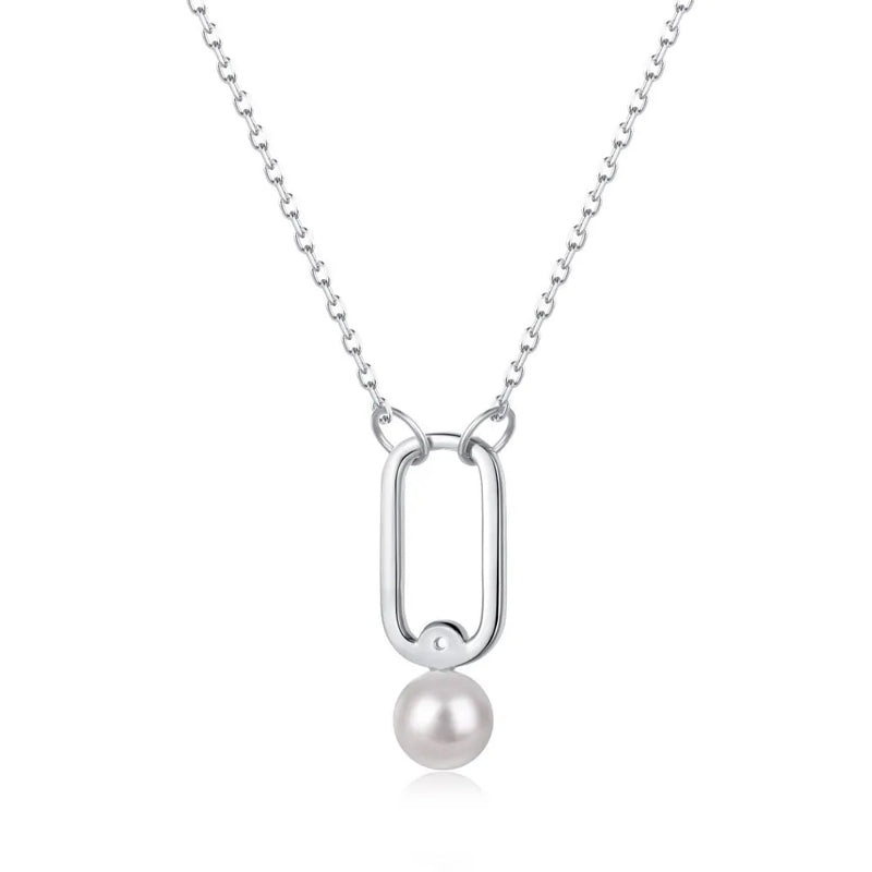 S925 Pearl Pendant Necklace with Clawbone Chain
