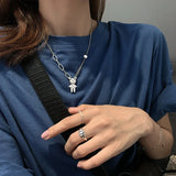 S925 Sterling Silver Bear Necklace for Women