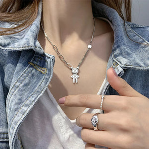 S925 Sterling Silver Bear Necklace for Women