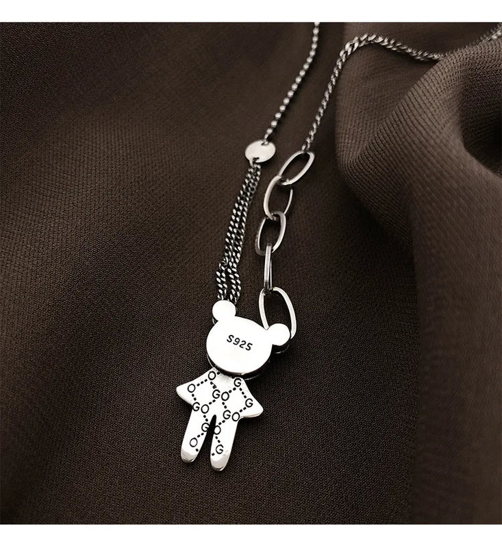 S925 Sterling Silver Bear Necklace for Women