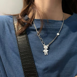 S925 Sterling Silver Bear Necklace for Women