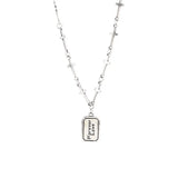 Sterling Silver Necklace for Women Cross Retro Letter Light Clavicle Chain