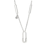 S925 Sterling Silver Paper Clip Pin Chain Necklace