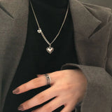 S925 Silver Necklace Women Retro Love Geometry Chains Simplicity Jewelry