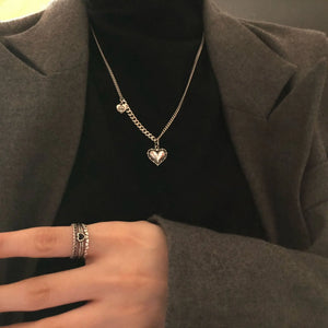 S925 Silver Necklace Women Retro Love Geometry Chains Simplicity Jewelry