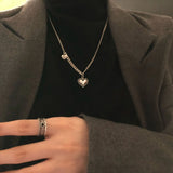 S925 Silver Necklace Women Retro Love Geometry Chains Simplicity Jewelry