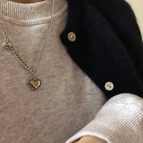 S925 Silver Necklace Women Retro Love Geometry Chains Simplicity Jewelry