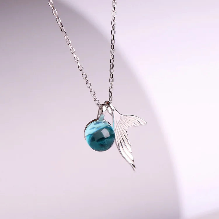 S925 Mermaid Foam Necklace Short Style Silver Women's Accessories