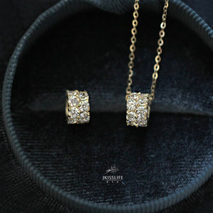 S925 Silver Necklace with Zirconium Diamonds, Pearl Link