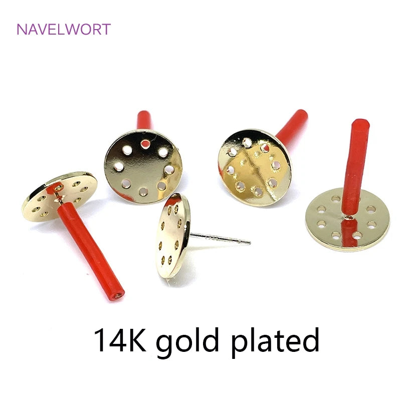 14K Plated Round Stud Earring Findings for DIY Earring Making