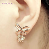 S925 Bowknot Post Earring Fittings 14K Plated Drop Earrings