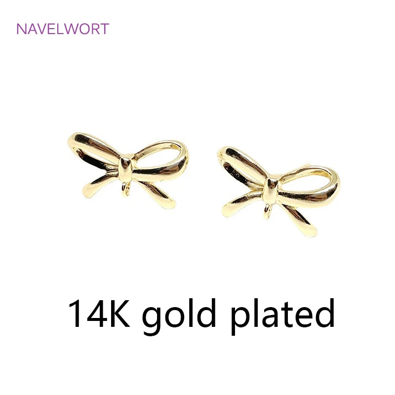 S925 Bowknot Post Earring Fittings 14K Plated Drop Earrings