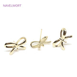 S925 Bowknot Post Earring Fittings 14K Plated Drop Earrings