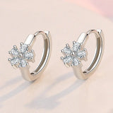 S925 Flower Zircon Earrings, Charm Party Gift