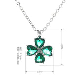 S925 Silver Lucky Clover Hearts Zircon Necklace 18 Inches Women Charm