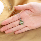 S925 Silver Lucky Clover Hearts Zircon Necklace 18 Inches Women Charm