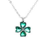 S925 Silver Lucky Clover Hearts Zircon Necklace 18 Inches Women Charm