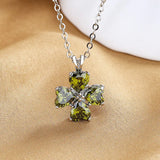 S925 Silver Lucky Clover Hearts Zircon Necklace 18 Inches Women Charm