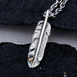 S925 Silver Feather Tag Pendant for Men and Women