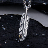 S925 Silver Feather Tag Pendant for Men and Women