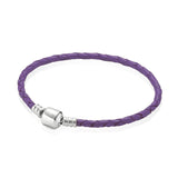 S925 Sterling Silver Flat Head Leather Bracelet Romantic Gift