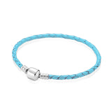 S925 Sterling Silver Flat Head Leather Bracelet Romantic Gift
