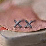S925 Silver X Stud Earrings Cross Minimalist Ear Accessories
