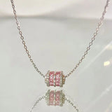 925 Silver O Chain with CZ Charm Necklace