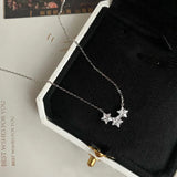 Sterling Silver O Chain Necklace with 3 Cubic Zirconia Stars