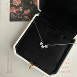 Sterling Silver O Chain Necklace with 3 Cubic Zirconia Stars
