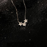 Sterling Silver O Chain Necklace with 3 Cubic Zirconia Stars