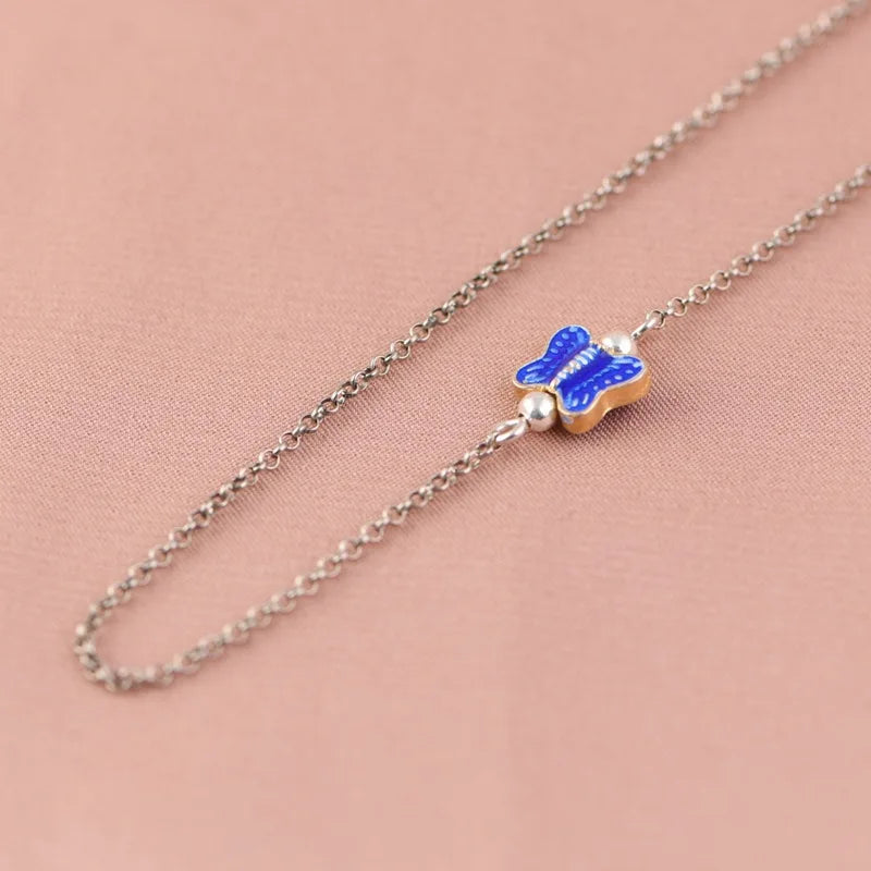 S925 Silver O Chain Necklace with Butterfly Fish Charm