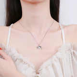 Sterling Silver Opal Moon Pendant Necklace Romantic Jewelry