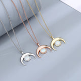 Sterling Silver Opal Moon Pendant Necklace Romantic Jewelry
