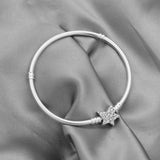 S925 Sterling Silver Asymmetric Star Clasp Snake Chain Bracelet