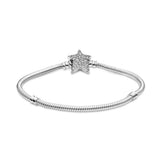 S925 Sterling Silver Asymmetric Star Clasp Snake Chain Bracelet