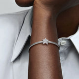 S925 Sterling Silver Asymmetric Star Clasp Snake Chain Bracelet