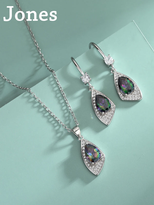 S925 Sterling Silver Necklace Earrings Pendant Two-Piece Set