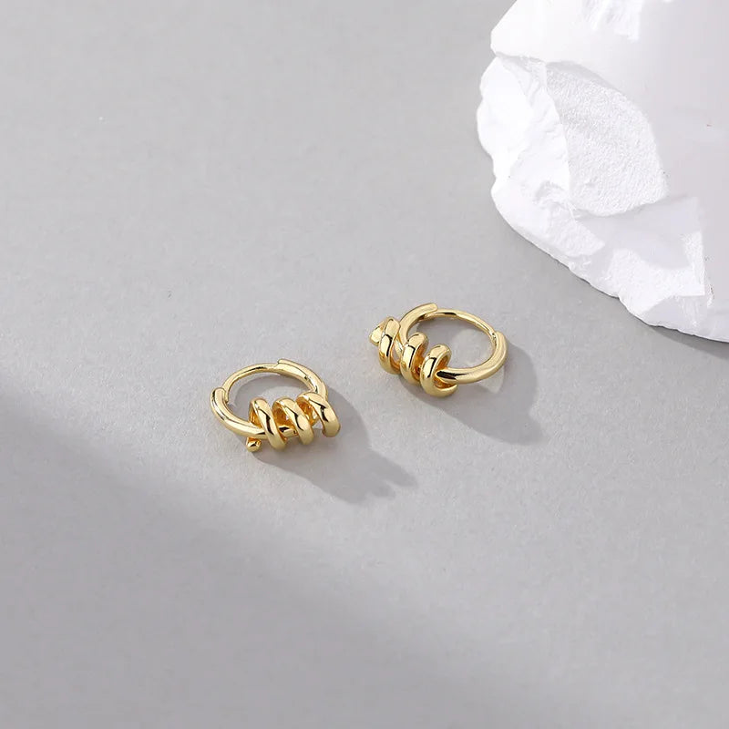 S925 Sterling Silver Spiral Circle Earrings Unique Style Jewelry