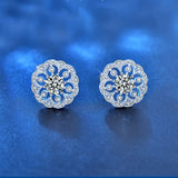 S925 Flower Moissanite Earrings Women's Jewelry Couples Christmas Gift