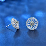 S925 Flower Moissanite Earrings Women's Jewelry Couples Christmas Gift