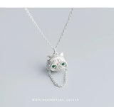 S925 Silver Clavicle Chain Necklace Glasses Cat Necklace