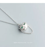 S925 Silver Clavicle Chain Necklace Glasses Cat Necklace