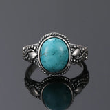 925 Sterling Silver Oval Turquoise Rings Men Women Fine Jewelry