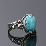 925 Sterling Silver Oval Turquoise Rings Men Women Fine Jewelry