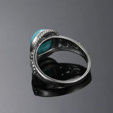 925 Sterling Silver Oval Turquoise Rings Men Women Fine Jewelry