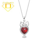 S925 Owl Crystal Pendant Necklace for Women, Retro Owl Girl's Necklace